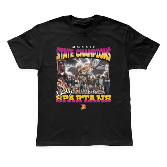 2024 Lady Spartans State Champions Tee in BLACK Special Delivery Hawaii Adult Small